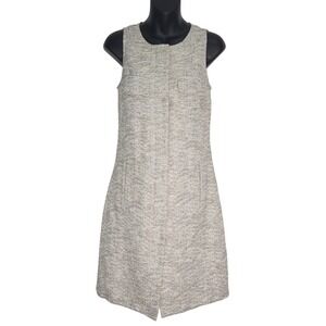 Adam by Adam Lippes Women Neutral Tweed Sleeveless Shift Dress Silk Lined Size 2